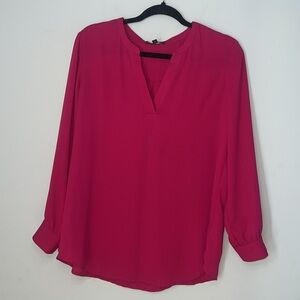 Adrianna‎ Papell Women's Fuchsia Pink Long Sleeve Blouse Size Medium